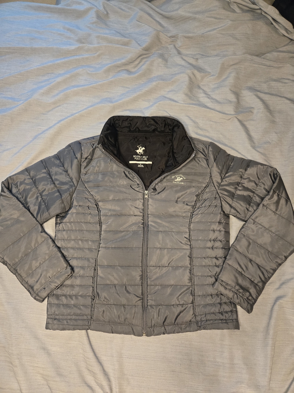Beverly Hills Polo Club Quilted Puffer Jacket - Gray